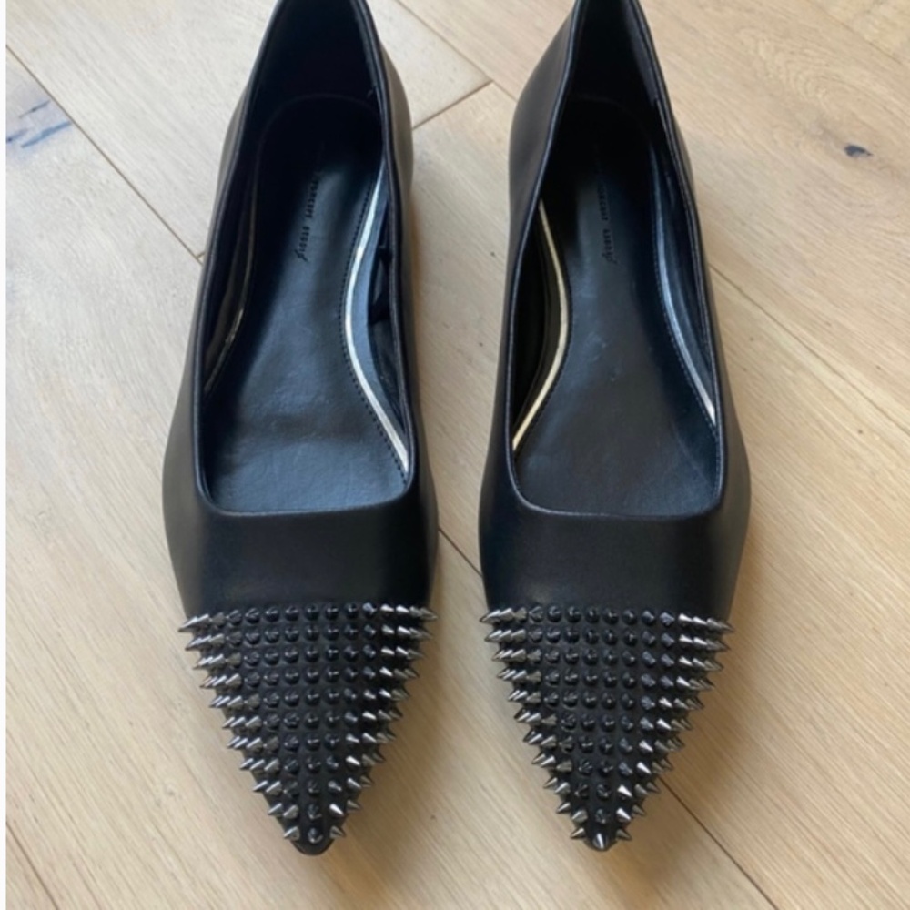 Black Studded Pointed Toe Flats
